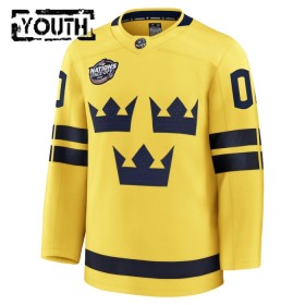 Maillot de Hockey Suède Personnaliser 4 Nations Face Off 2025 Fanatics Premium Jaune - Enfant